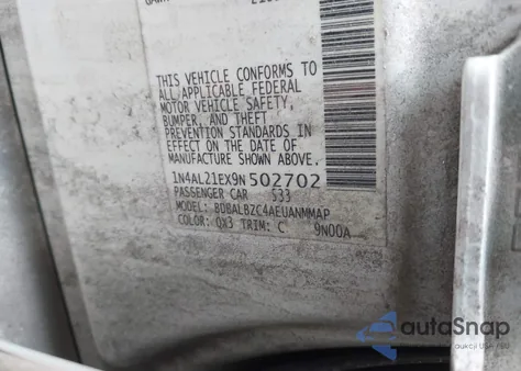 2009 Nissan Altima 2.5 S from USA, damaged, VIN 1N4AL21EX9N502702